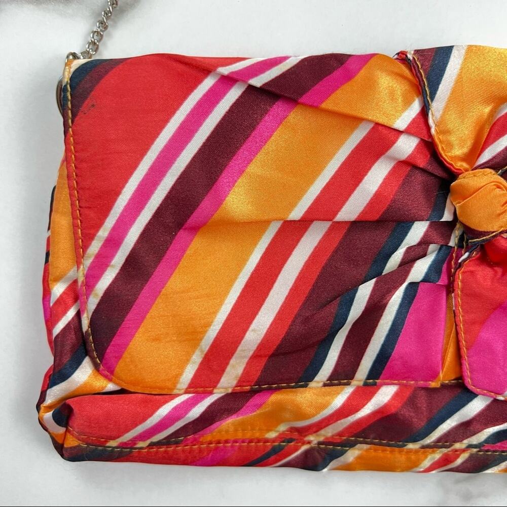 Y2K Old Navy Multicolor Satin Bow Mini Clutch Shoulder Bag 70s Retro Inspired - Picture 5 of 8